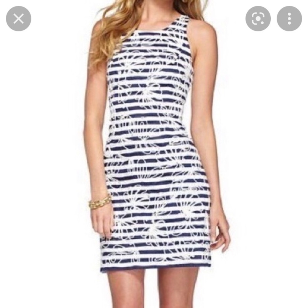 Lilly Pulitzer blue and white striped shift dress size 2